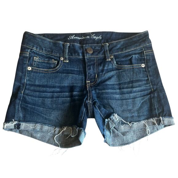 American Eagle Dark Wash Jean Short Size 4 - Picture 1 of 5